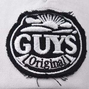 Cotton baseball cap with GUYS embroidery patch and vintage American style details