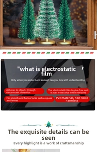 Detail der Weihnachtsbaum-PVC-Fensterfolie statisch haftend für Glas ohne Kleberückstände