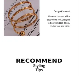 Detail of multi-layer twisted rope ring with gold finish and decorative beads