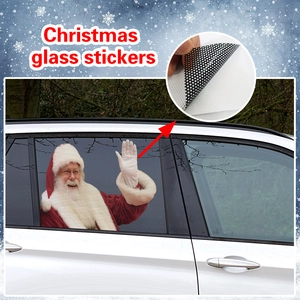 Christmas Santa Claus SUV window sticker with see-through micro-hole material design