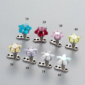 Star Zircon Dermal Anchor Top Titanium Steel Body Piercing Jewelry Sparkly Star Shaped Accessory Universal