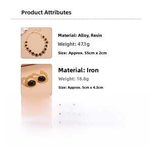 Detailed specifications for vintage gold geometric necklace and resin earrings set