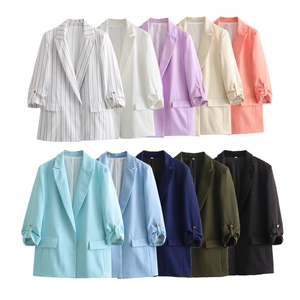 Women's casual oversized blazers in multiple colors with rolled long sleeves and lapels
