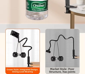 Universal flexible long arm phone holder with strong load-bearing neck for beds and desks