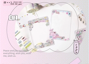 DIY decorative photo card holder with cute cartoon stickers and aesthetic stationary kit