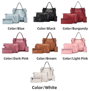 Detailed view of crocodile pattern texture on a stylish multi-piece women bag set
