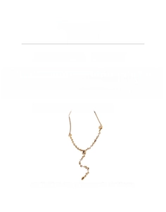 Detail view of gold-plated Y-shaped tassel necklace with cubic zirconia dimensions