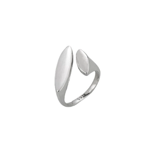Minimalist S925 sterling silver open ring with unique smooth oval ends and glossy finish
