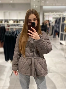Giacca Imbottita Trapuntata Da Donna Girocollo Maniche Lunghe Cintura In Vita Tinta Unita Poliestere Cappotto Streetwear