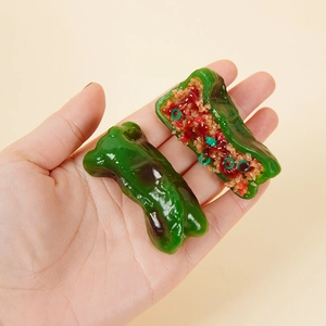 Realistic PVC stuffed green pepper keychain pendant with detailed food model texture