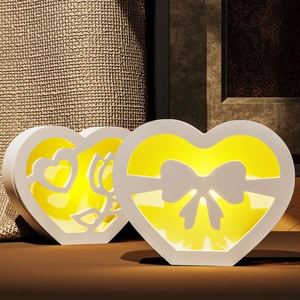 Luminous heart-shaped hollow lamp with warm LED light for Mother's Day home decor