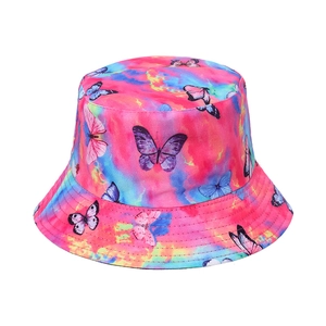 Colorful tie-dye fisherman hat with vibrant butterfly patterns for sun protection