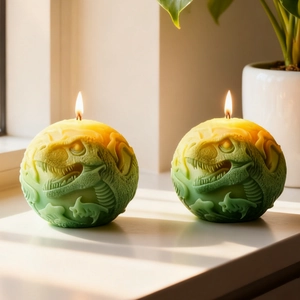 Molde De Silicona Para Velas De Bola Con Relieve De Dinosaurio T-Rex Jabón Hecho A Mano Bricolaje Aromaterapia