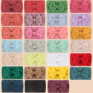 27-piece soft nylon baby bow headband set in various vibrant colors for infant girls