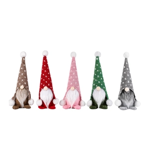 Set of 5 Nordic Christmas Gnomes with knitted hats and white beards for holiday decor