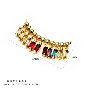 Gold copper pendant with multi-colored zircon stones and specific size measurements