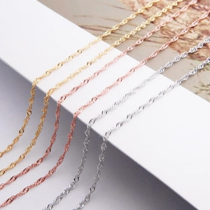 Elegant S925 sterling silver water wave chain necklaces in gold, rose gold and silver