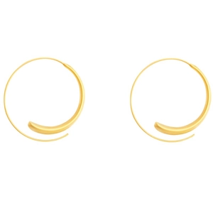 Minimalist gold hoop earrings featuring a unique spiral cone design and matte metal finish
