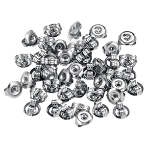 Bulk silver stainless steel butterfly earring backs for DIY jewelry making and securing studs