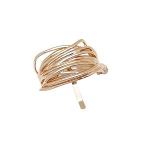 Minimalist gold alloy multi-layer spiral hair hook pin for ponytail styling on white background