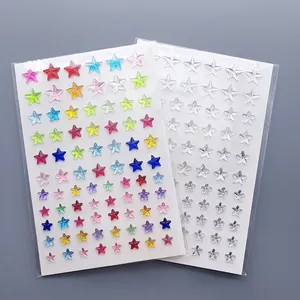 Colorful heart and star shape acrylic body art stickers for creative DIY decoration