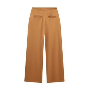 Women's bronze satin wide-leg trousers with high waist and back welt pockets