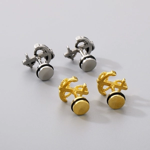Orecchini a perno a forma di ancora retrò in acciaio inossidabile oro e argento per unisex