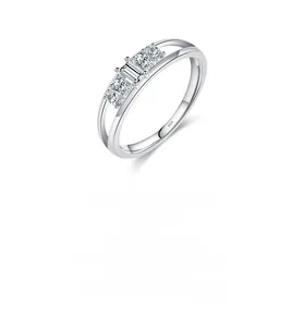 Detailed macro view of S925 sterling silver ring with sparkling cubic zirconia stones