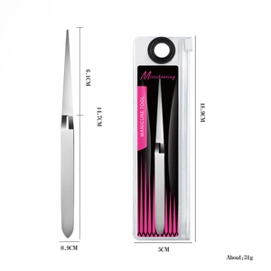 Professional silver stainless steel nail shaping tweezers with storage bag and dimensions