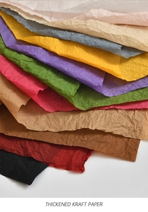 Close-up of thick multi-colored wrinkled kraft paper for flower bouquet packaging