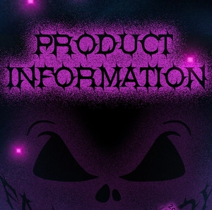 Detailed view of the dark purple Halloween makeup kit box with product information text