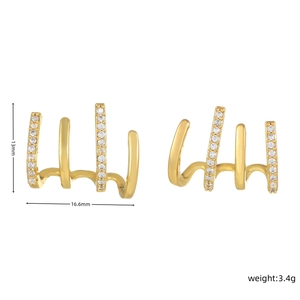 Detailed dimensions of 13mm gold plated zircon claw earrings with weight information
