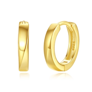 S925 sterling silver gold plated textured hoop earrings with minimalist twisted design