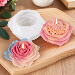 3D rose flower silicone mold for DIY scented candles and handmade soap crafts