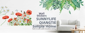 Floral and tropical plant wall stickers set for living room and DIY home wall decor