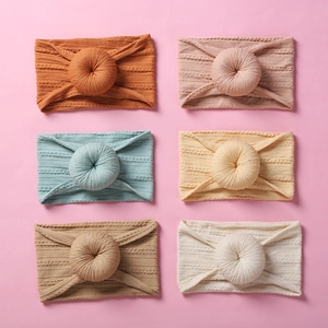 Baby Headband Soft Elastic Nylon Wide Ribbed Donut Knot Hair Band For Infant Toddler Girls Hair Accessories