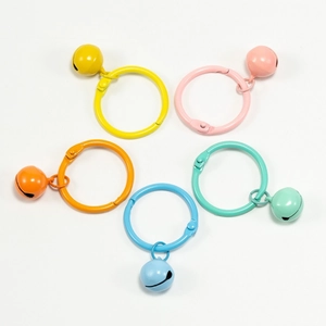 Anneaux de reliure colorés en métal laqué avec clochettes pour porte-clés DIY