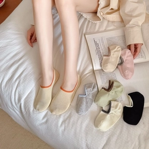 Breathable low-cut cotton liner socks in various pastel candy colors for women