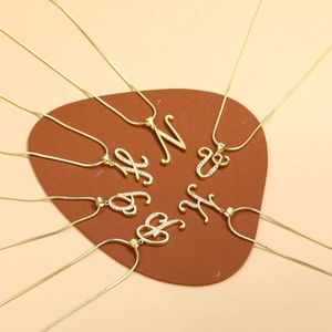 Gold-plated 26-letter snake chain necklace set with sparkling cubic zirconia accents