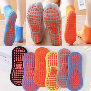 Colorful anti-slip yoga socks with square silicone grips for adults in various colors