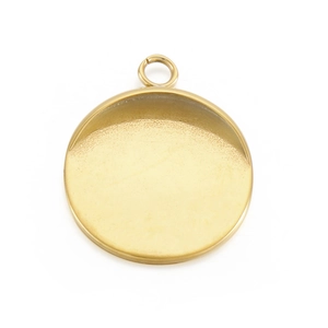 Pendentif plateau rond doré poli avec anneau de jonction pour création de bijoux DIY