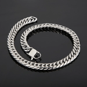 Classic silver titanium steel Cuban link chain necklace for men in minimalist style