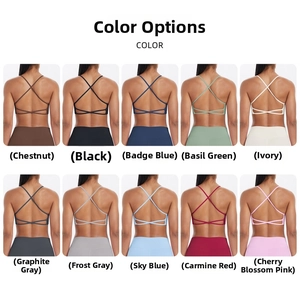 Grille de brassières de sport avec dos croisé montrant 10 couleurs différentes