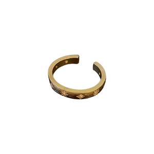 Minimalist brushed gold star ring with zircon stone and adjustable open band design