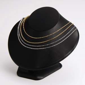Classic gold and silver 304 stainless steel cross chains on black neck model
