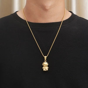 Hip hop style gold astronaut pendant necklace made of high quality polished titanium steel