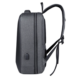 Business laptop backpack in dark grey with USB port and ergonomic breathable mesh back