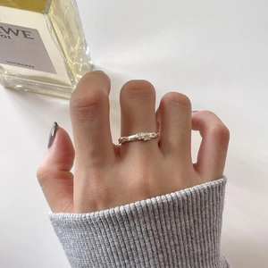 925 sterling silver irregular textured ring for women with three yellow zircon stones