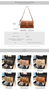 Size guide for vintage PU leather bag showing width 28cm, height 14cm and depth 9cm