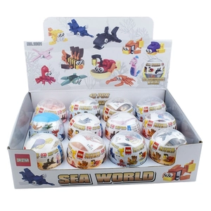 DIY sea animal building block set with 12 colorful ocean creature surprise eggs